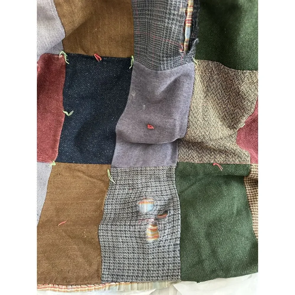 VTG Handmade Wool PATCHWORK Suit QUILT 40’s Primitive Rustic Farmhouse Country